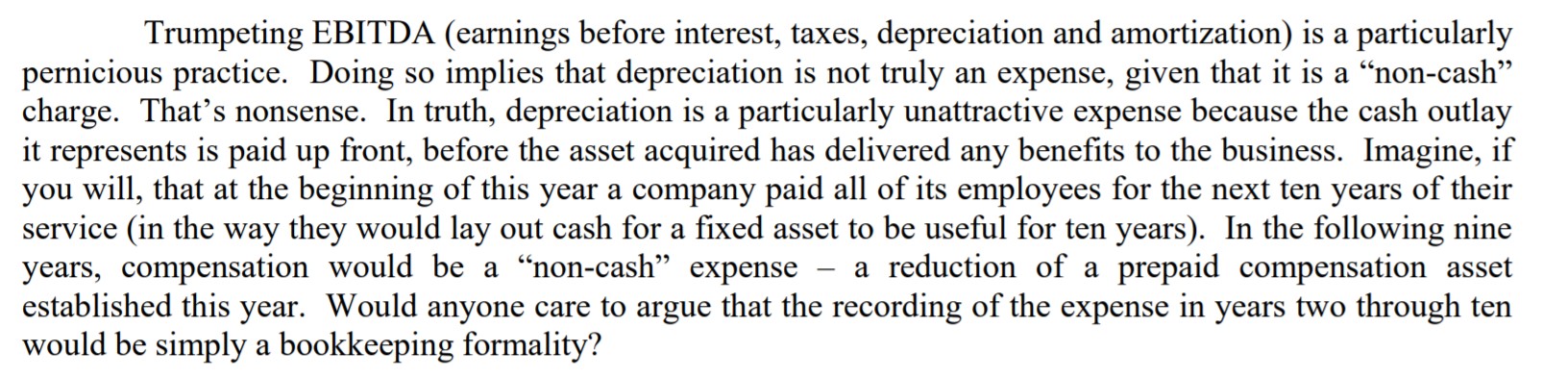 Buffett Depreciation