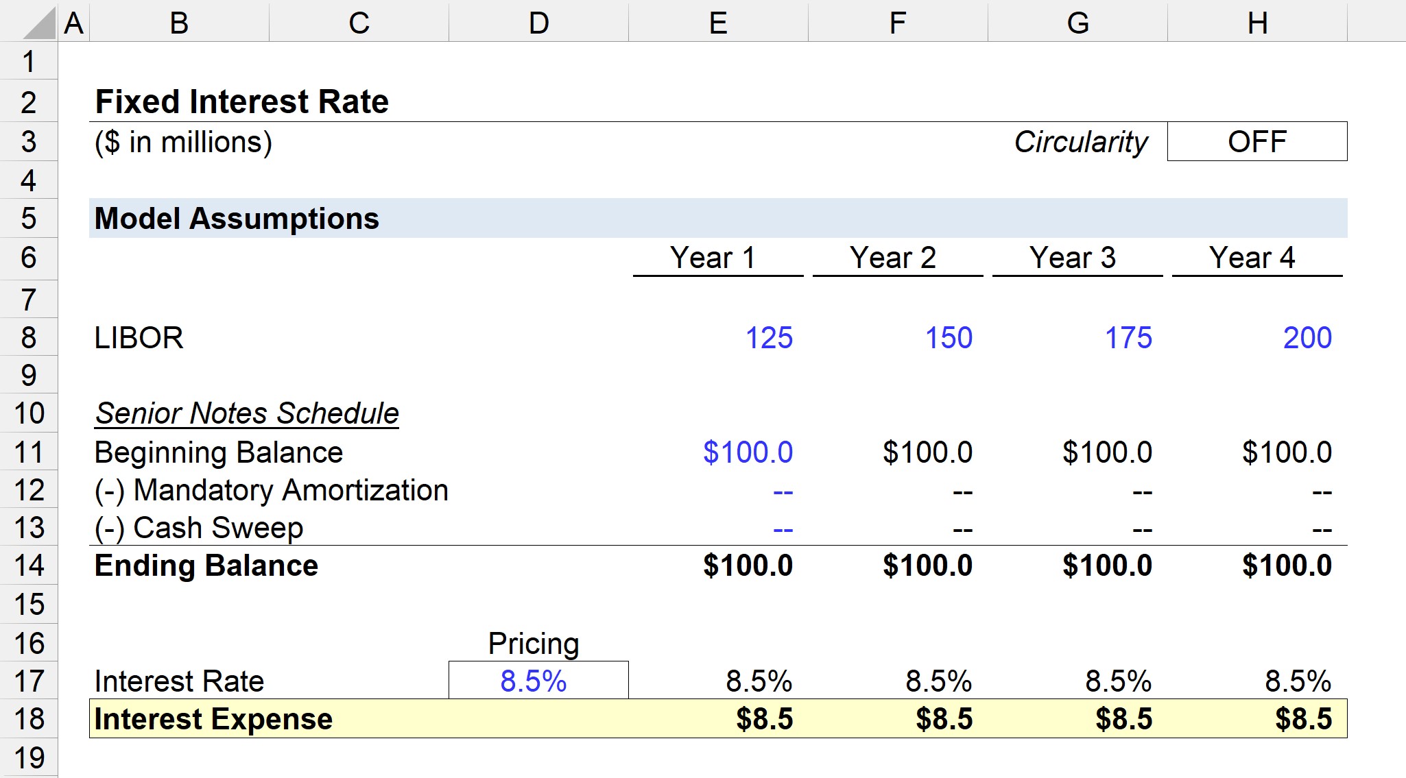 Fixed Interest Rate Model