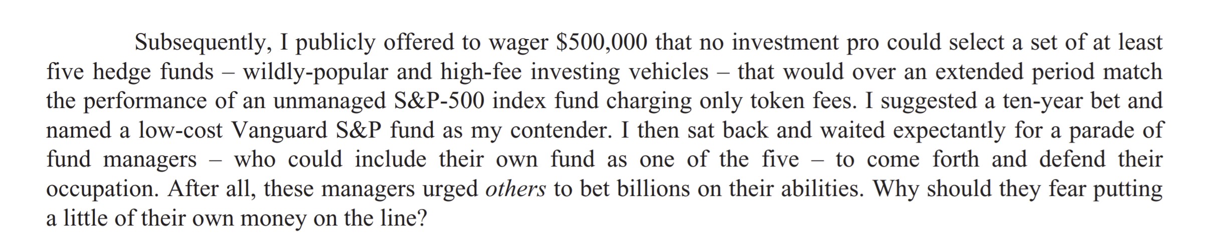 Buffett Hedge Fund Bet