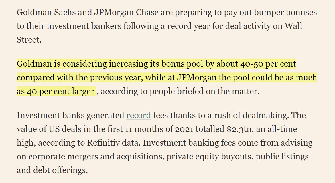 JP Morgan Goldman Bonuses