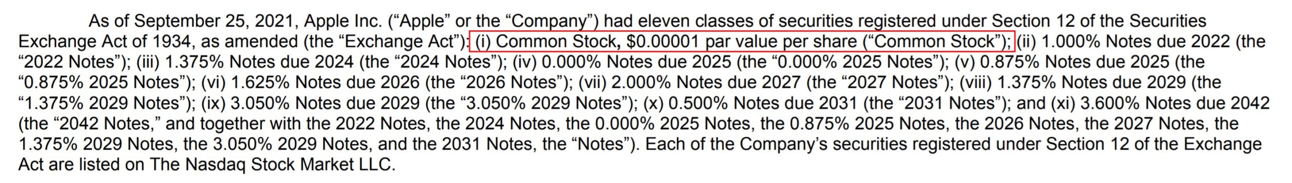 Apple Stock Par Value