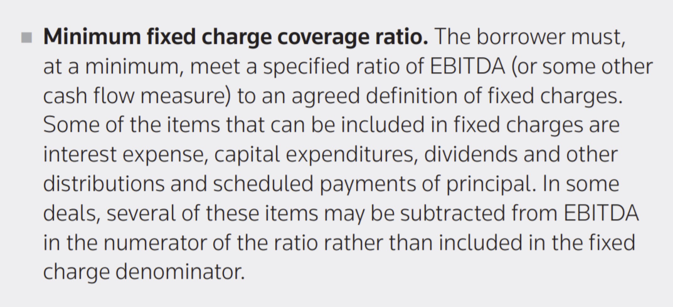 Minimum Fixed Charge Coverage Ratio (FCCR)